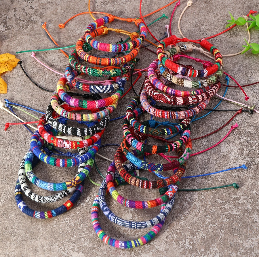 24pcs Bohemian Woven Friendship Bracelets Set Colorful Cloth Art for Men Women