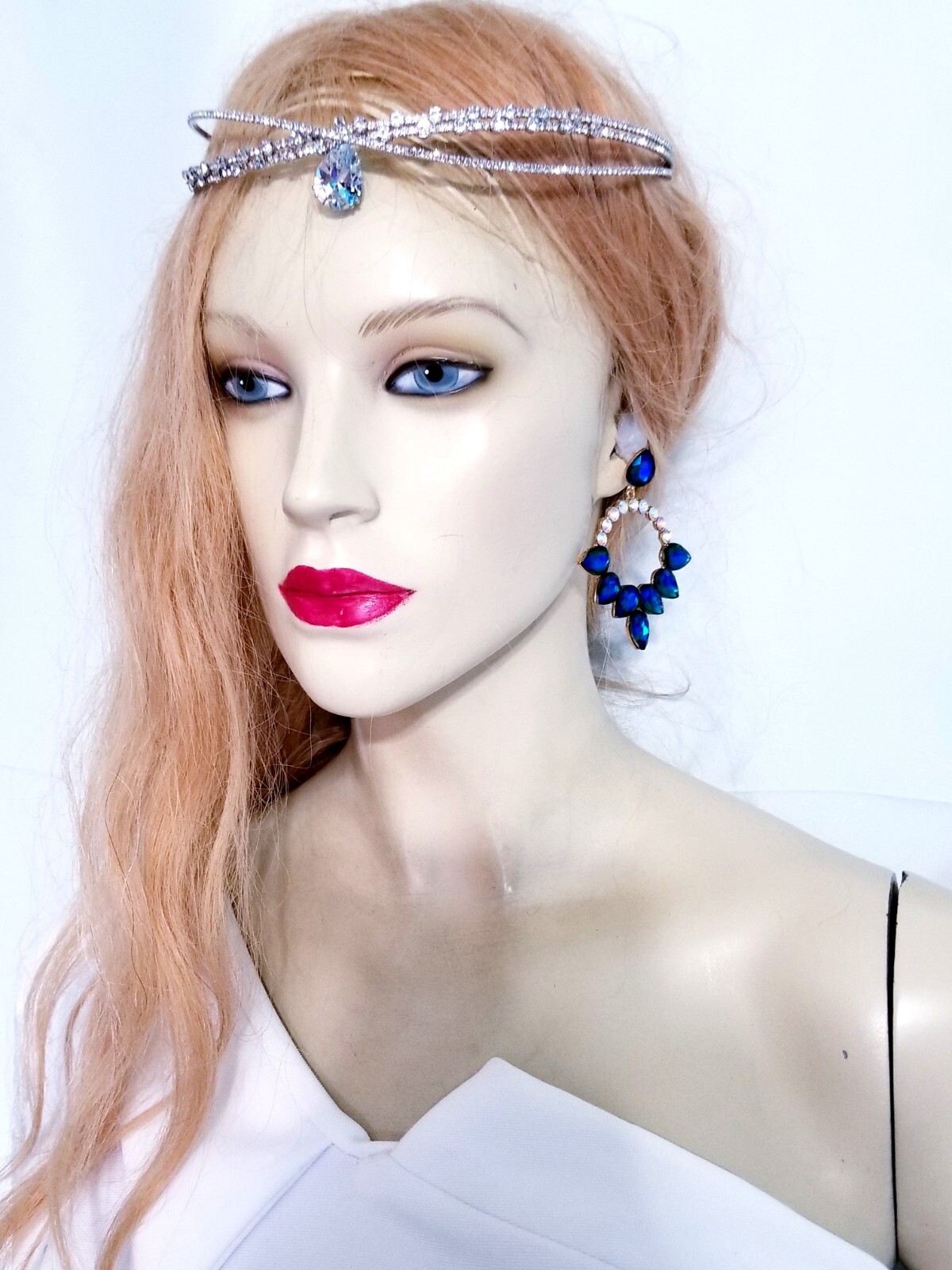 Color-shift Drop Dangle Chandelier Rhinestone Crystal Pageant Prom Earrings 2.9″