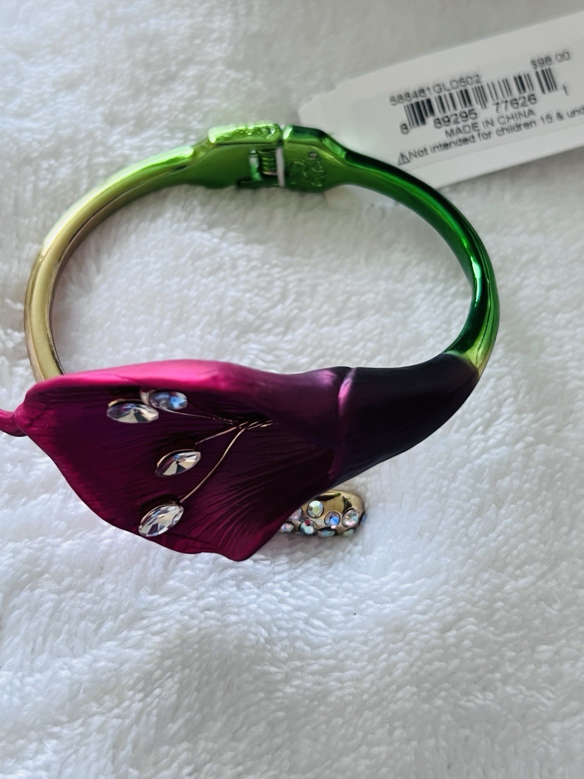 Betsey Johnson Calla Lily Statement Hinge Necklace, bracelet, ring and earrings
