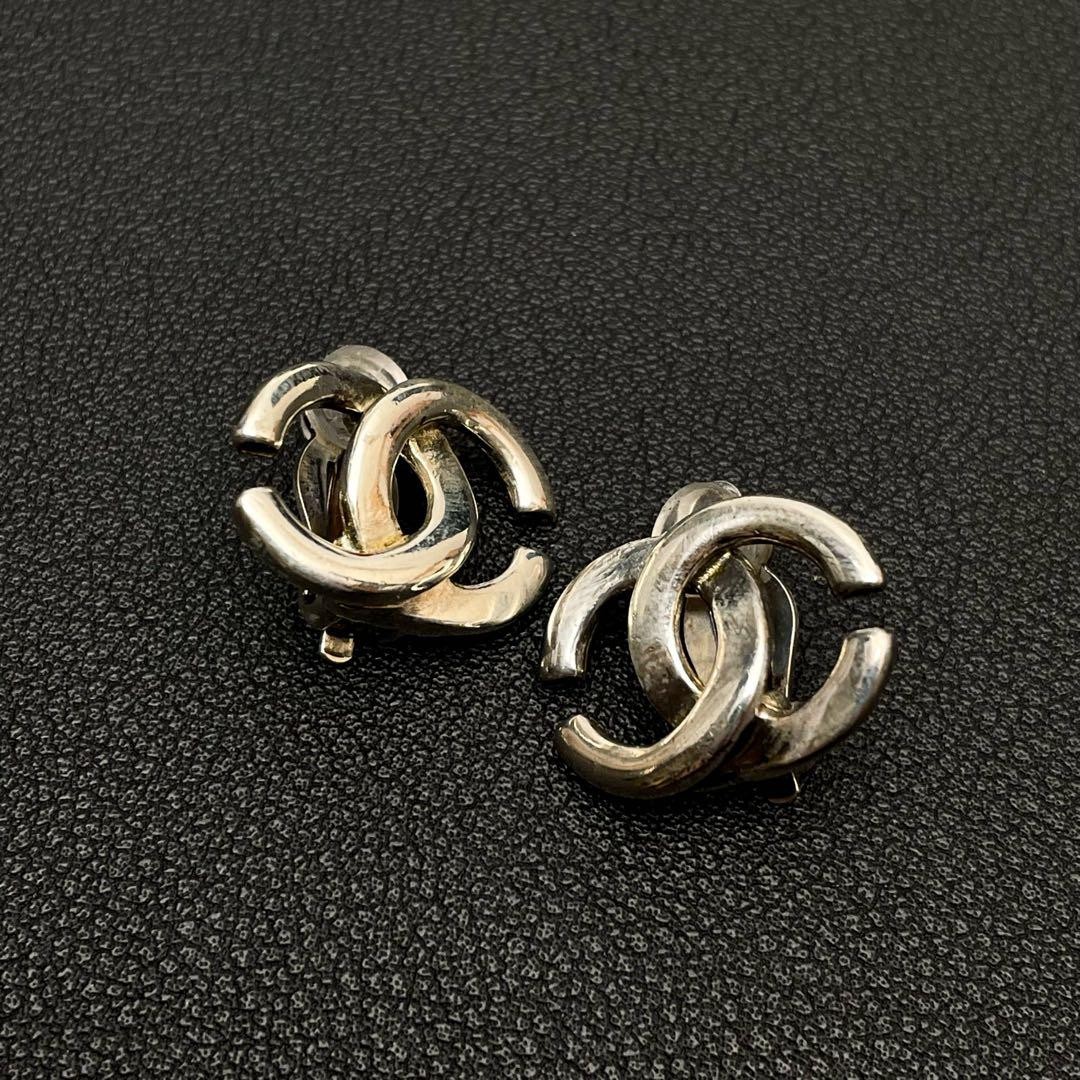 Chanel Coco Mark Earrings 01P Silver Twist Icon Coco Women’s Jewelry Accessories