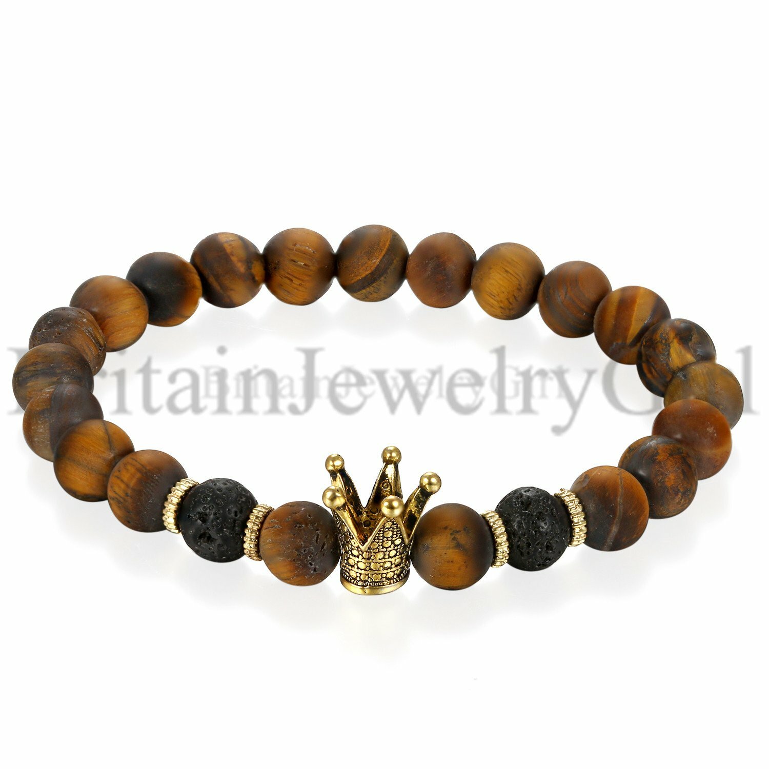 1-3pcs Skull Dragon Crown Tiger Eye Stone Beaded Elastic Bracelet for Men Women