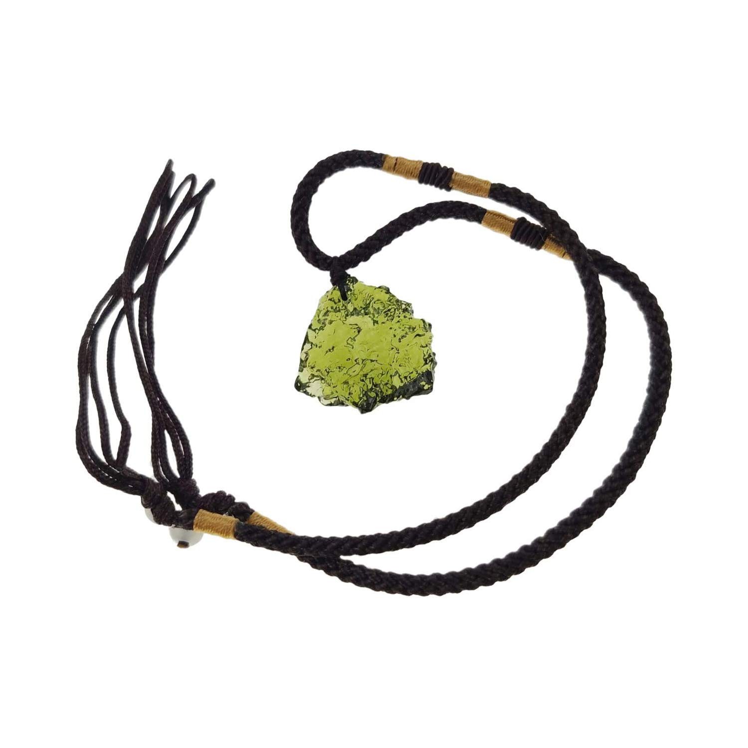 Moldavite Necklace for Men & Women, Handmade Irregular Stone Pendant