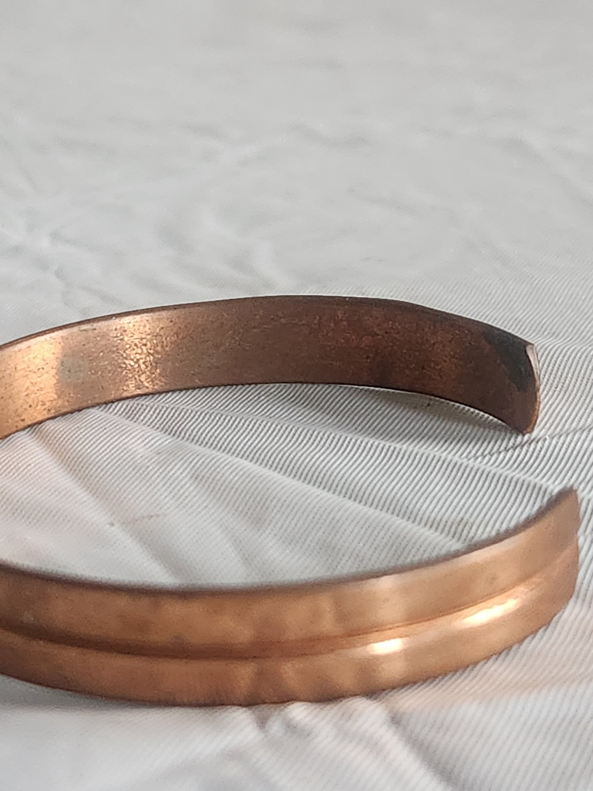 Copper Cuff Bracelet with “Lexis” Pressed in the Side