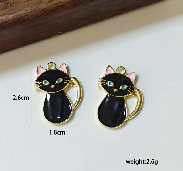 40 Pcs cartoon Animal cat cute Charm earrings Pendants DIY Jewelry Makings