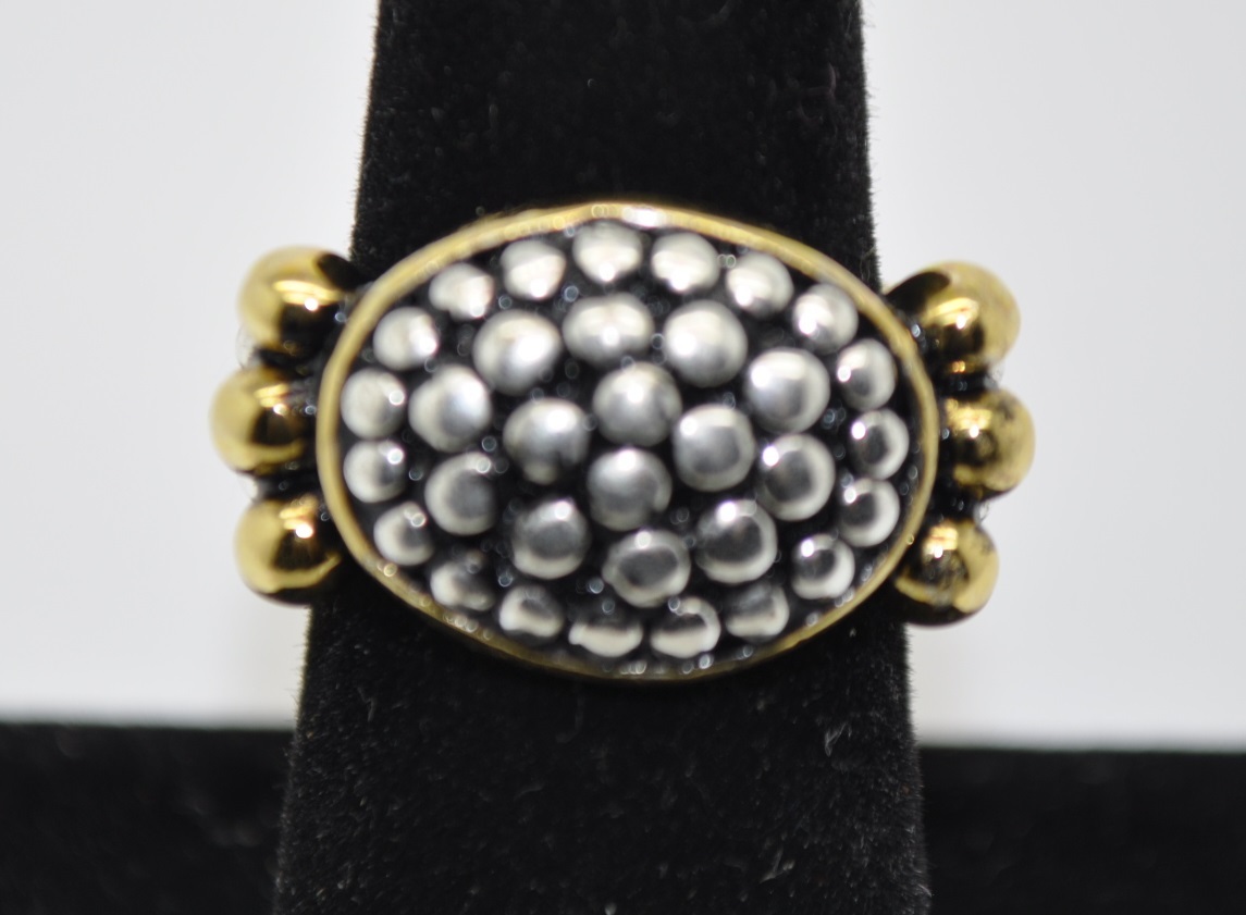 NEW CHIC FASHION HIGH- QUALITY TWO TONE DESIGN RHODIUM SILVER RING US-SELLER 040