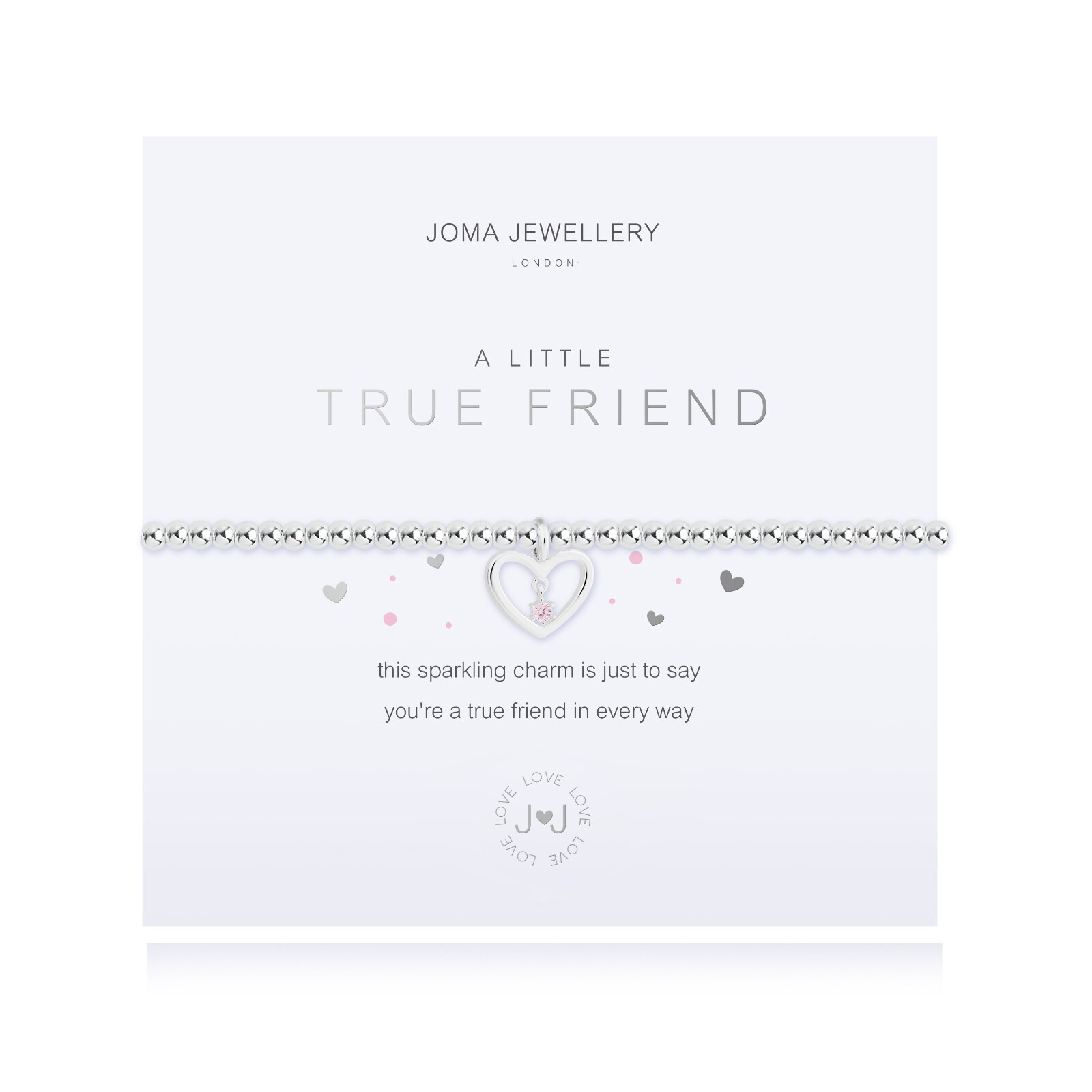 Joma Jewellery Silver Plated Beaded Bracelet A Little TRUE FRIEND + Gift Bag