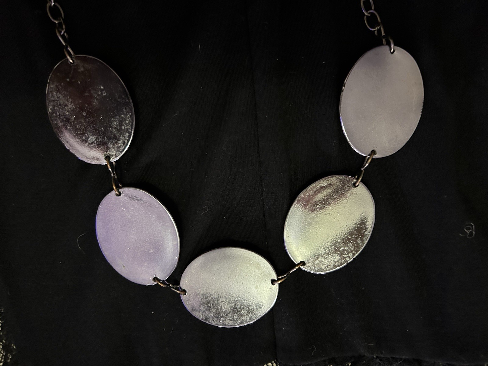 Dark silver bib necklace costume Jewelry