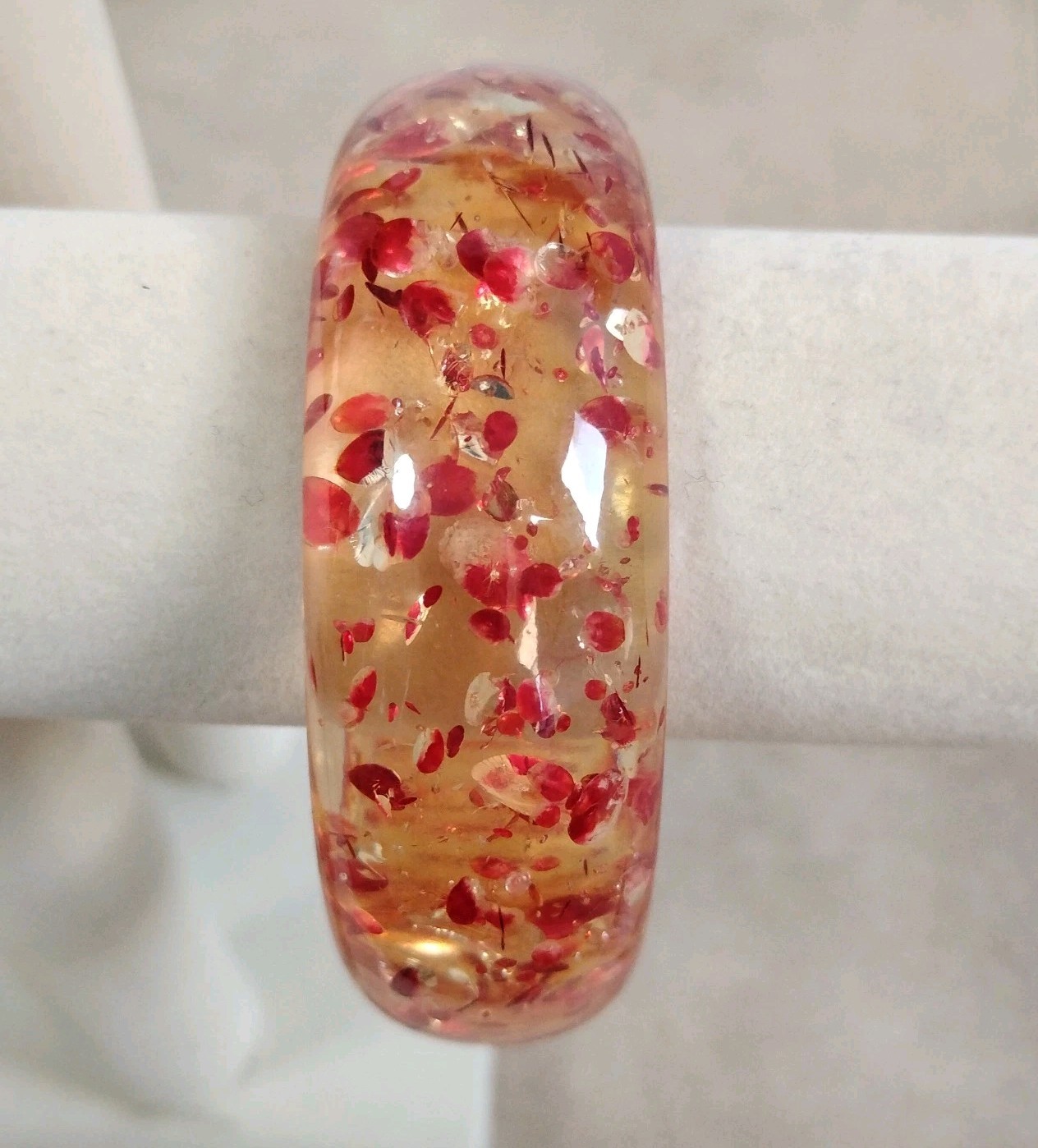 NEW Big Chunky Amber Style Clear Bangle Bracelet Sz 7.5 Plastic Resin