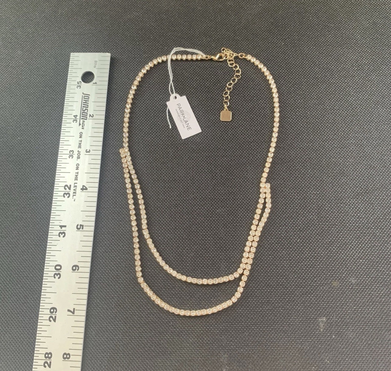 Park Lane Jewelry “Opulence” Double Tennis Necklace Clear CZs Gold Tone BNWT