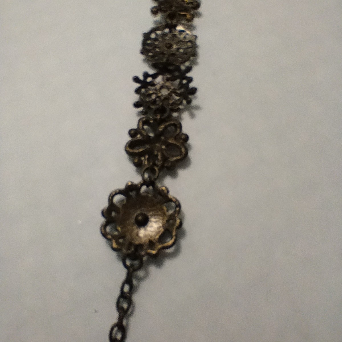 Plunder Design Signed Clear Rhinestone and Faux Pearl Bracelet with Extender