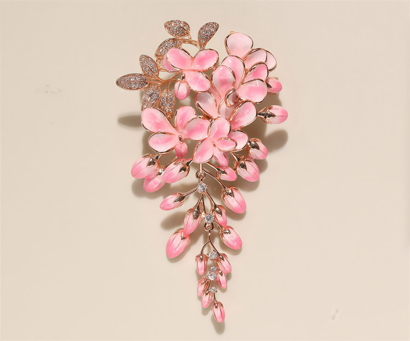 Enamel Color Design Wisteria Flower Brooch, High Quality Flower Brooch 6.6CMX4CM