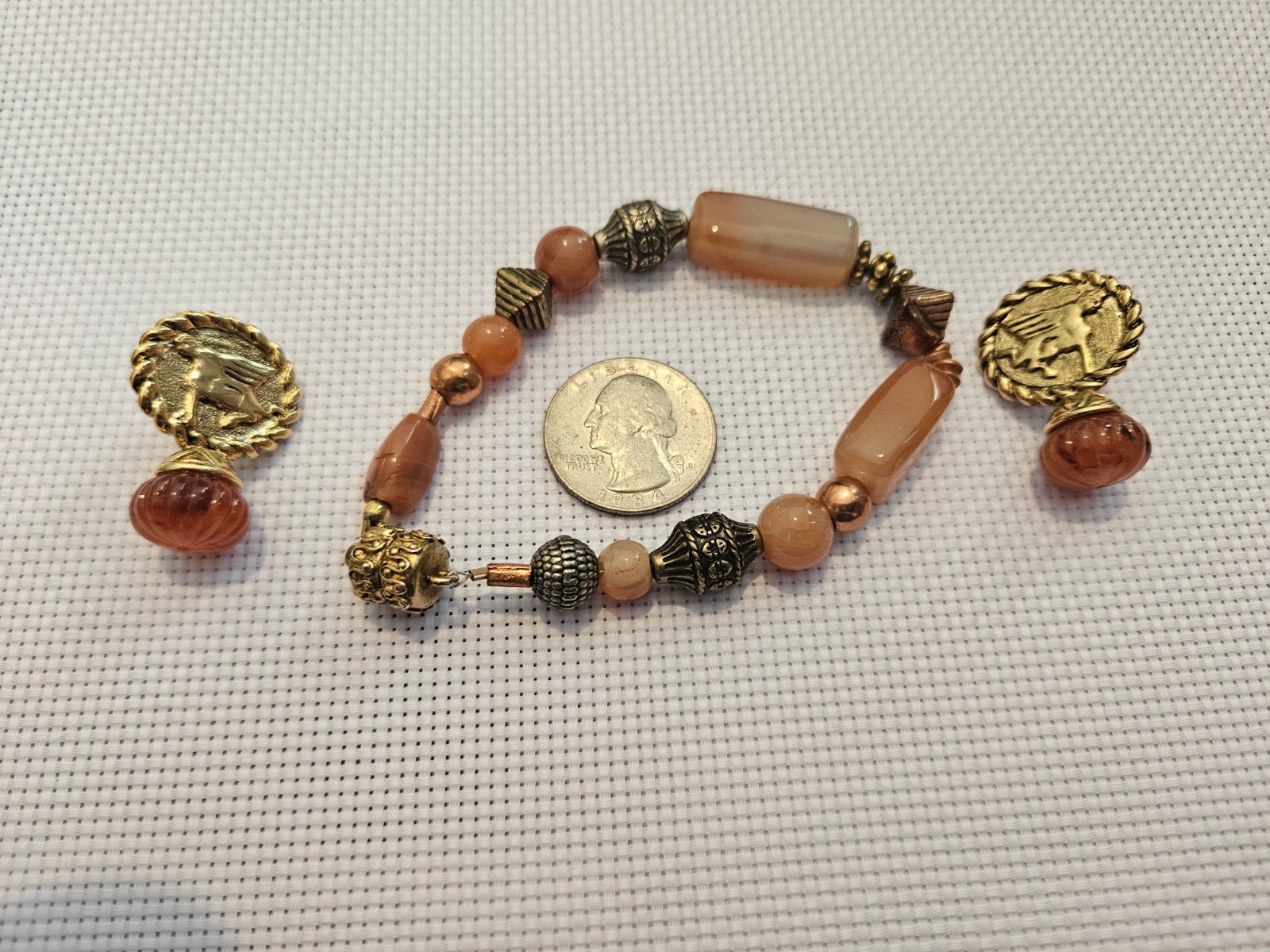 Pegasus Horse Earrings Beaded Stretch Bracelet Matching Jewelry Set