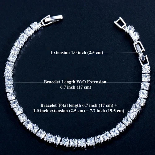 18k White Gold Filled Tennis Bracelet Made Simulated Diamond Princess-Cut