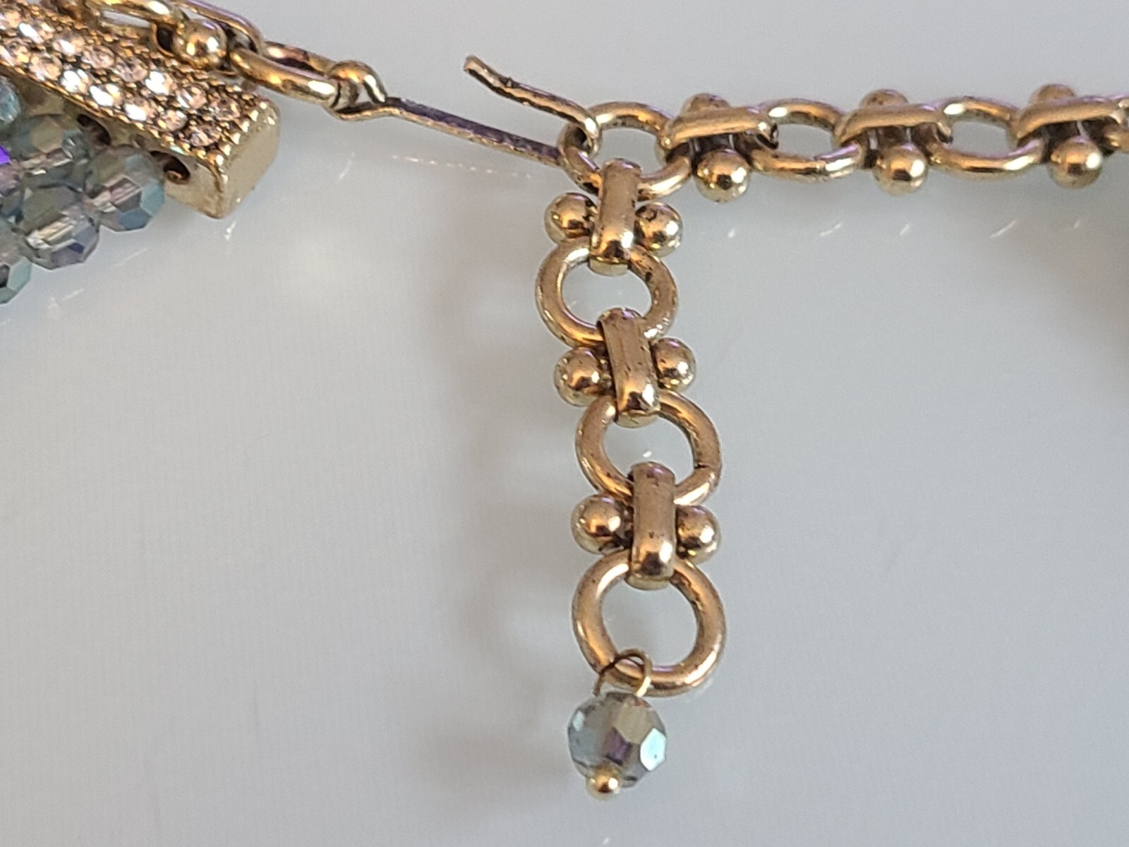 FAB DESIGNER UNSIGNED 5 STRAND CRYSTAL BIB AURORA BOREALIS BOW NECKLACE WOWSER