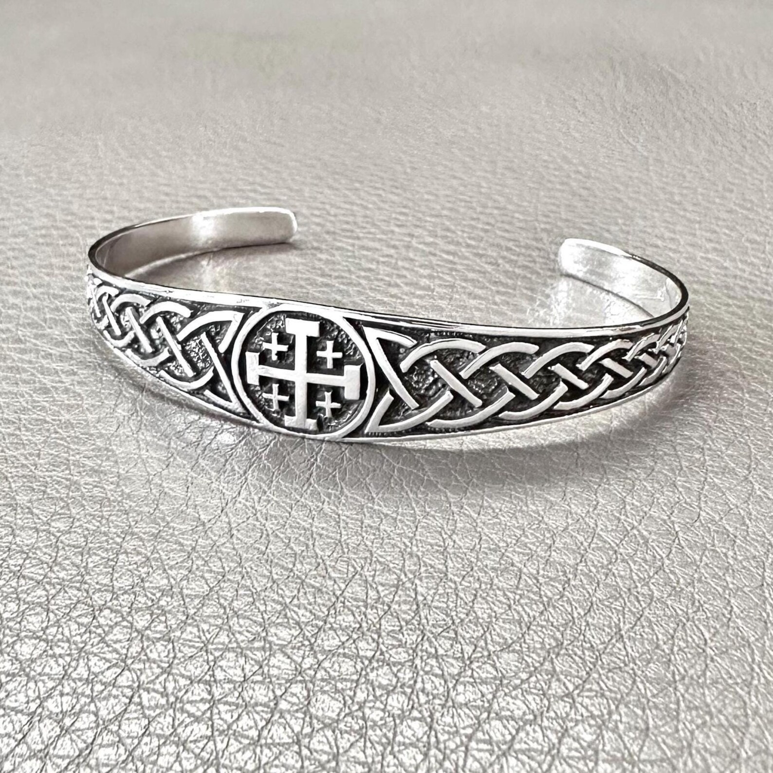 Handcrafted 925 Sterling Silver Jerusalem Crusader Cross Potent Christ Bracelet