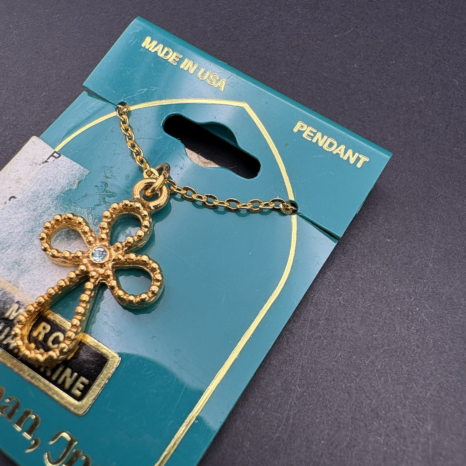 Religious Pendant Necklaces Lot of 2 Gold Tone Cross Praying Hands Roman Inc.