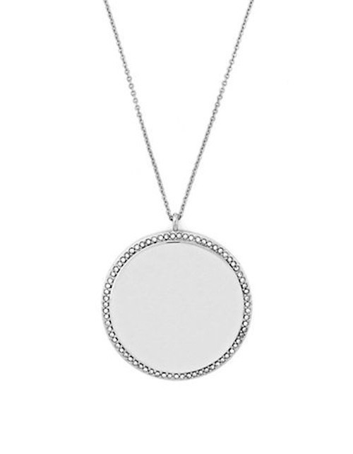 Vince Camuto Silver Tone Pave Crystal Disc Pendant Necklace 34″ NWT