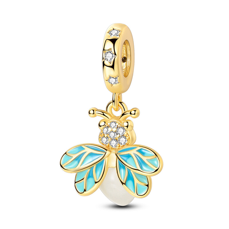 MULA 925 Silver Summer Luminous Firefly DIY Charm CZ for Bracelet