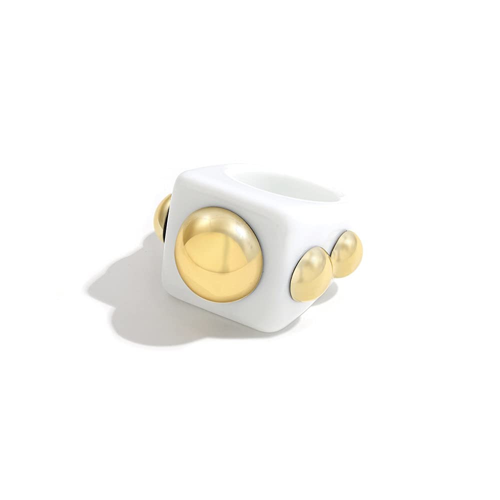 5pcs Y2K Style Chunky Resin Acrylic Ring Plastic Rings Cute Colorful Candy Ri…