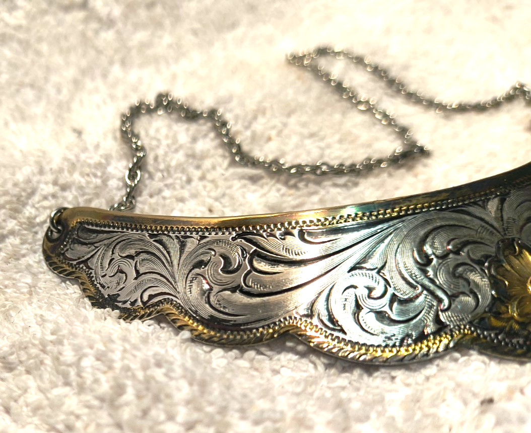 Montana Silversmiths Sterling Silver Plate Necklace Choker Flower Filigree + Box
