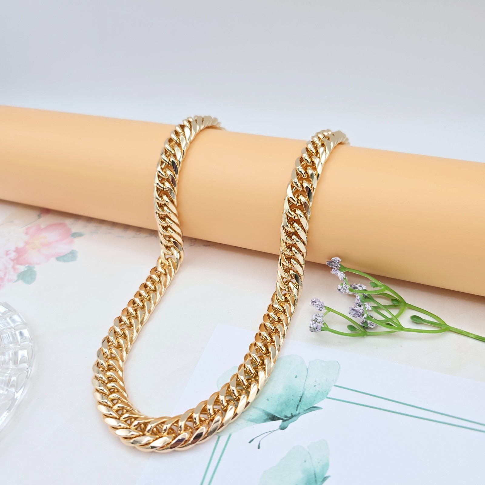 Thick Rose Gold Cuban Chain Necklace, 19.7 Inch Bold Statement Look, XPNL0033