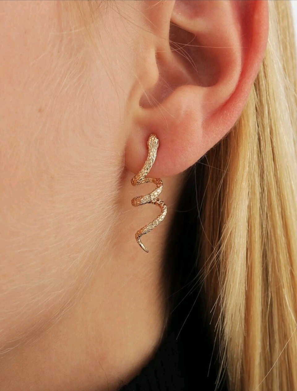 18K Gold Snake Earrings Serpent Dangle Stud Earrings Gothic Jewelry Gift