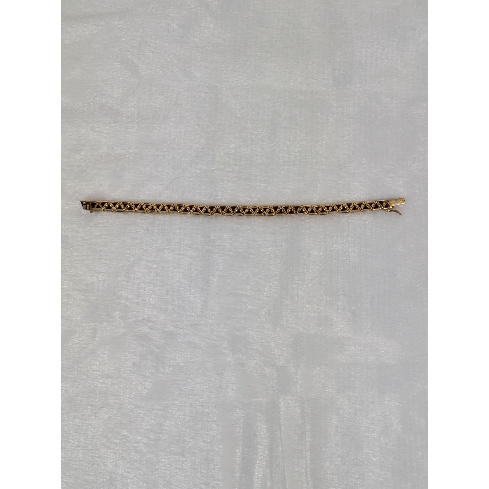 7″ 10kt Gold Vermeil Tennis Bracelet Triangle Trilliant Cut Red CZ 925 Sterling