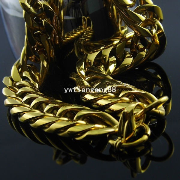 16/20mm 8″-40″ Silver/Gold 316L Stainless Steel Men Chain Curb Necklace Bracelet