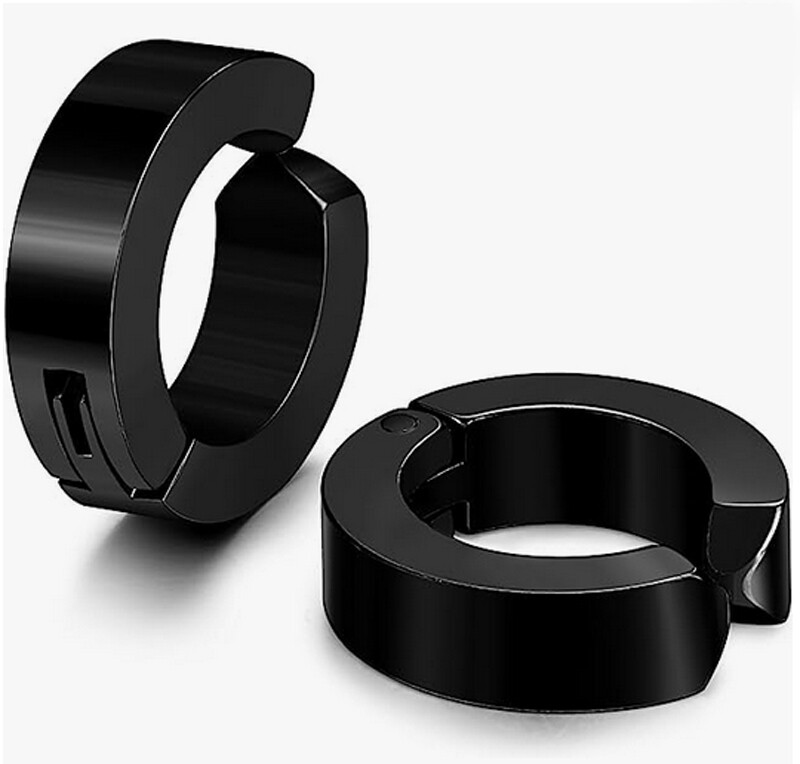 1 Pair Stainless Steel Ear Cuff Non-Piercing Clip On Hoop Earrings for Men Women