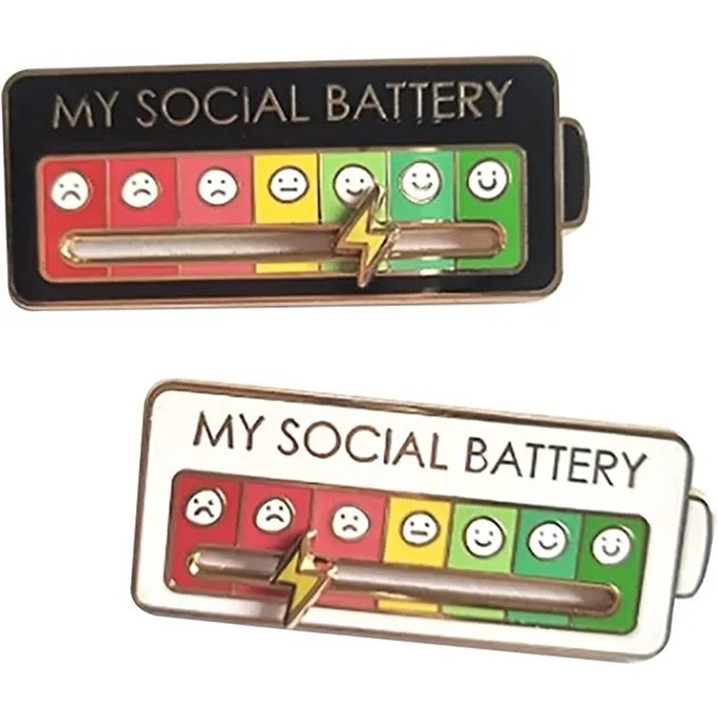 4PCS Mood Energy Pin Sliding DIY Social Battery Alloy Badge Brooch