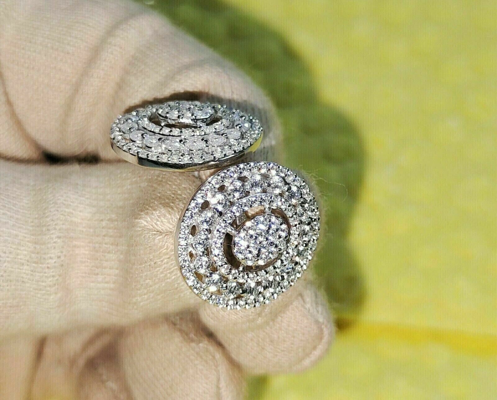 Round Cut Simulated Diamond Gorgeous Charm Stud Earring In 14k White Gold Plated