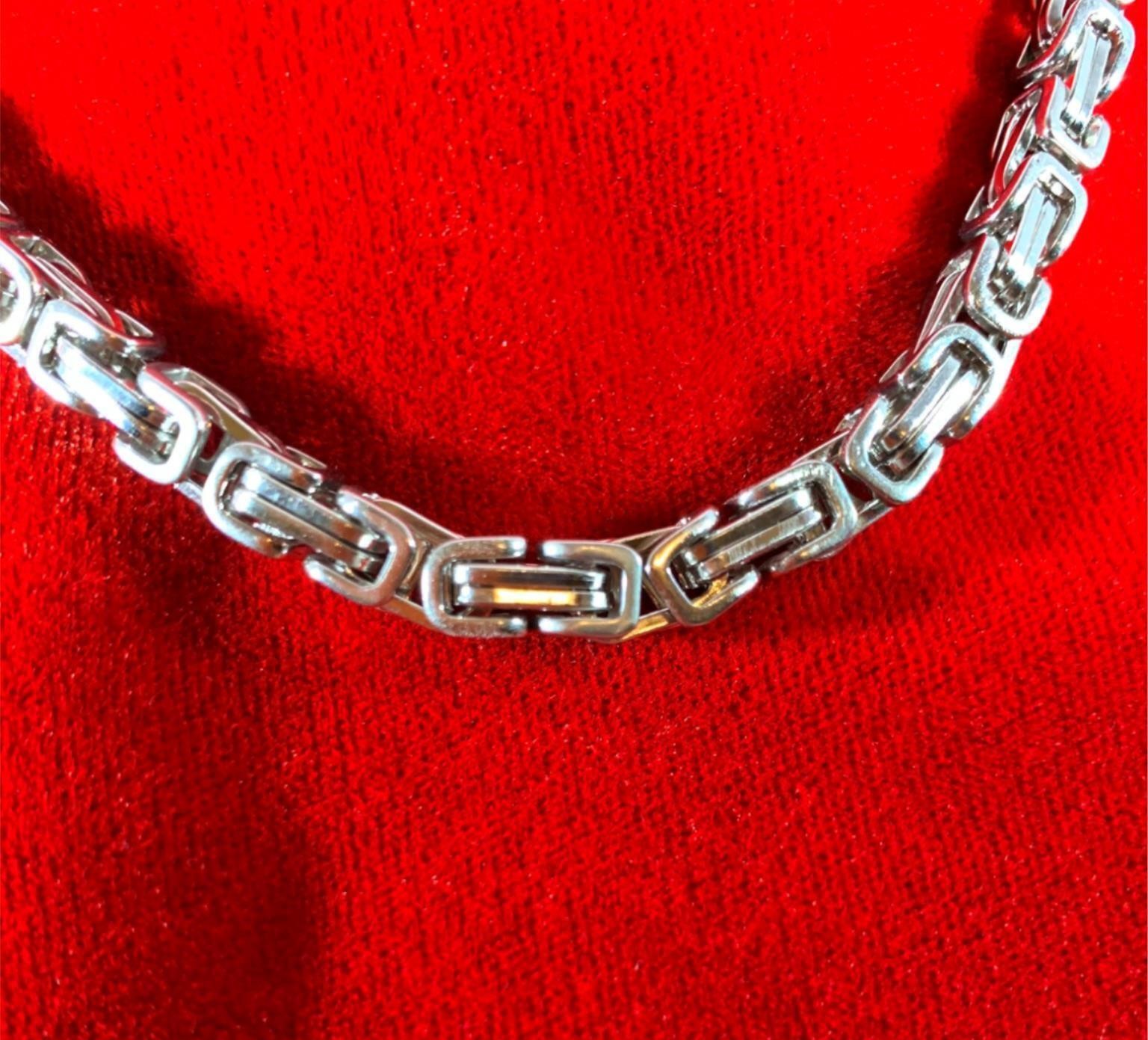 7″-44″ STAINLESS STEEL SILVER 6MM BYZANTINE TURKISH BOX CHAIN W/ SPECIAL CLASP