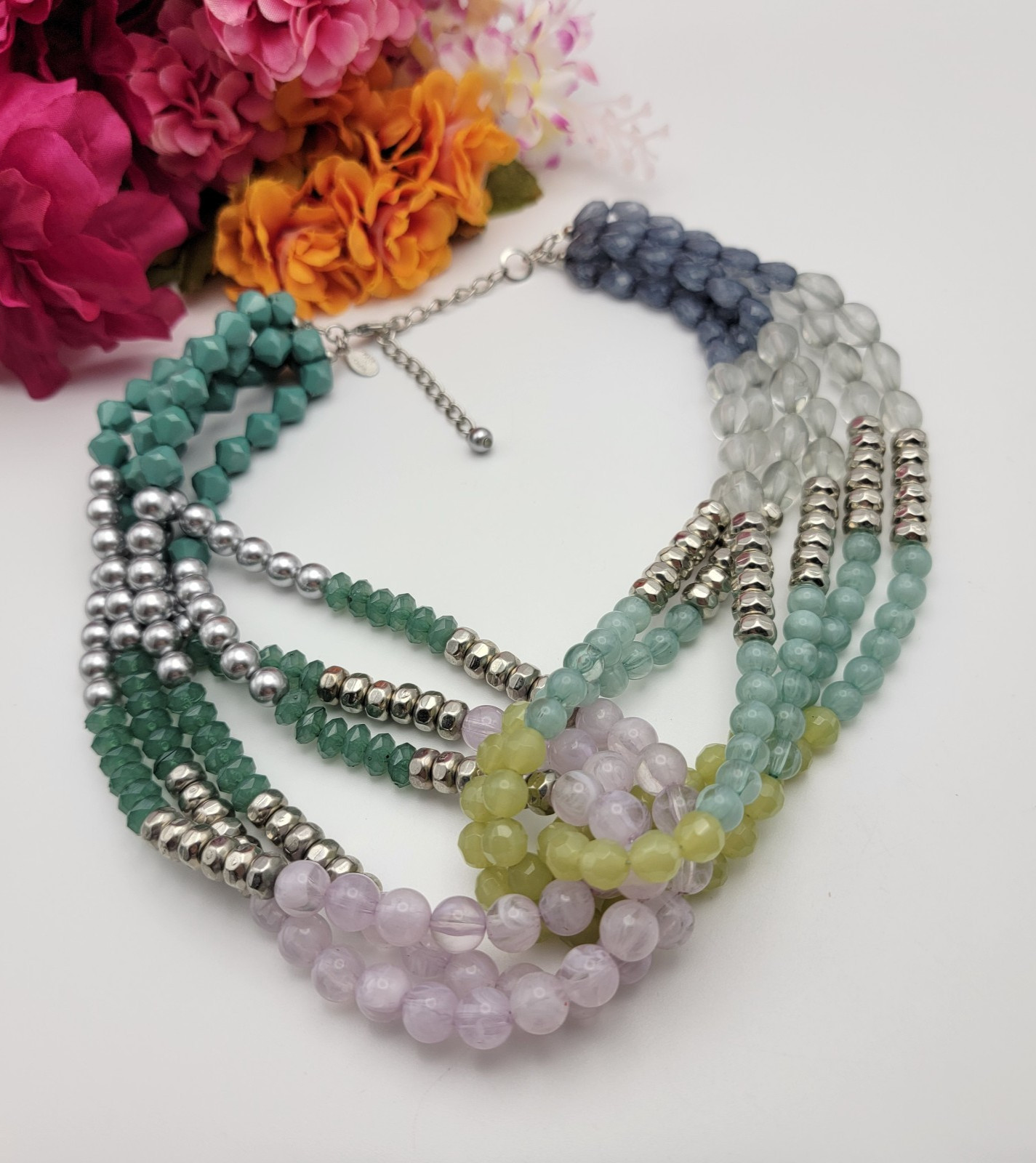 Lydell NYC Multicolor Multi Strand Statement Beaded Layered Necklace 21″ Adj.