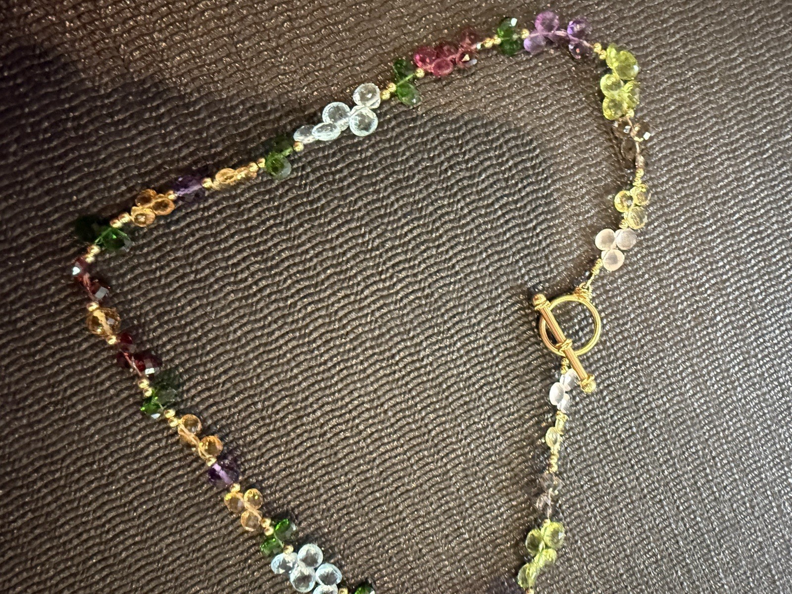semi precious stoned gold plated 16″ necklace STUNNING!
