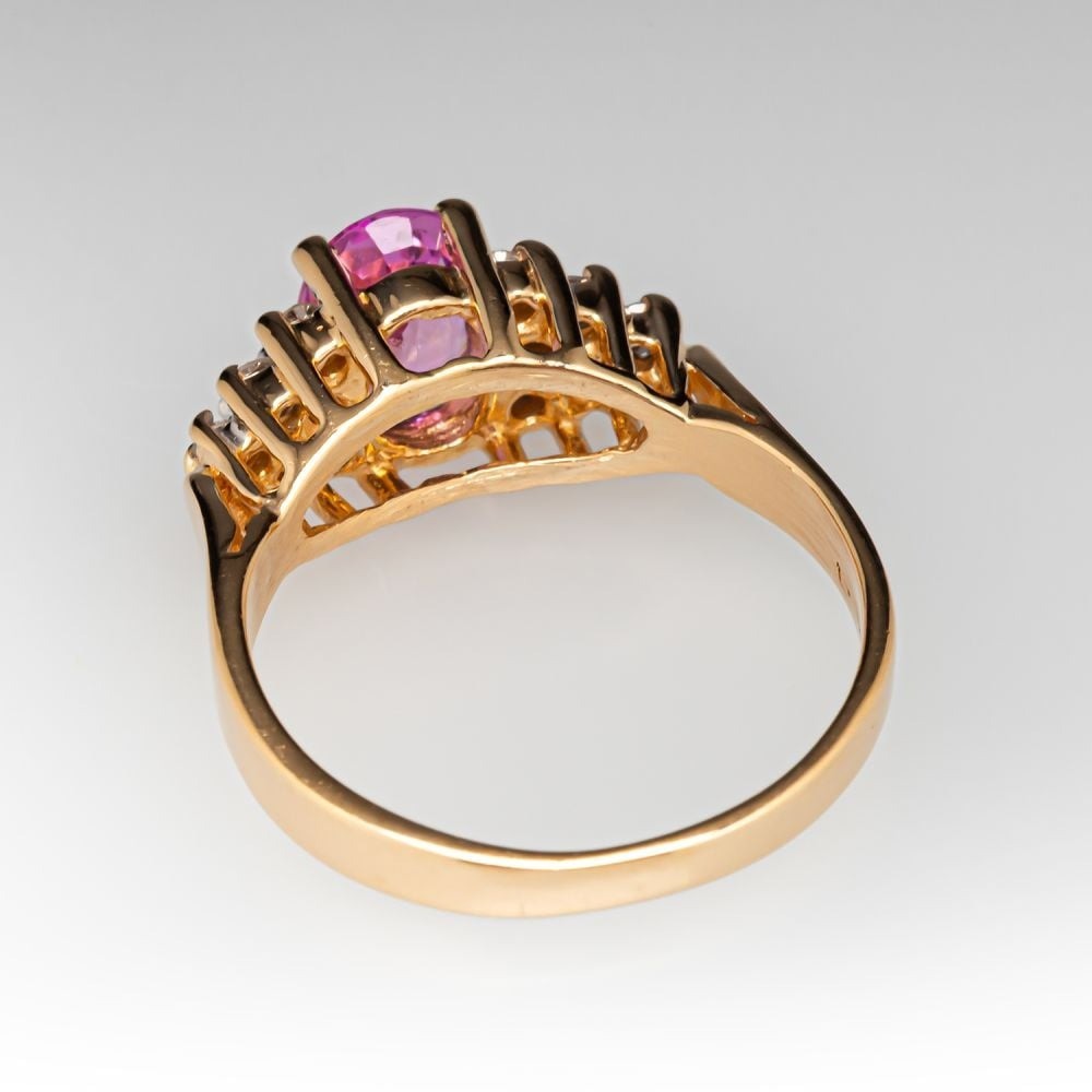 925 Silver Pink Sapphire Lab Created Gemstone & Cubic Zirconia Women’s Ring