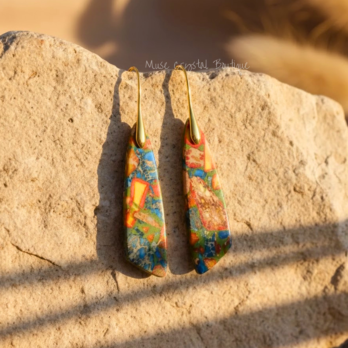 Natural Jasper Stone Teardrop Dangle Earrings Chakra Gemstone Drop Earring Gift