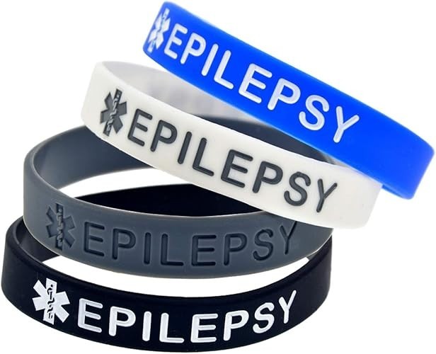 4 Pack Epilepsy Silicone Medical Alert Emergency Bracelet Wristbands for Man …