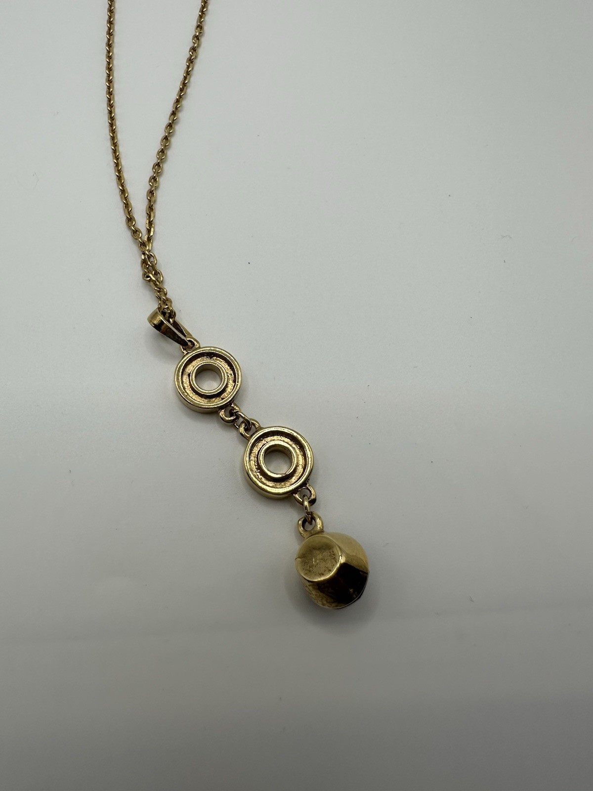 Gold 18KTCH Electroplated Chain Necklace W/Pendant Purple & Clear Crystals 14”