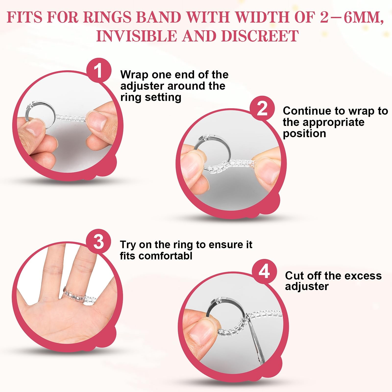 12PCS Silicone Ring Sizer Adjuster Set Invisible Non Slip Ring Tightener Guards