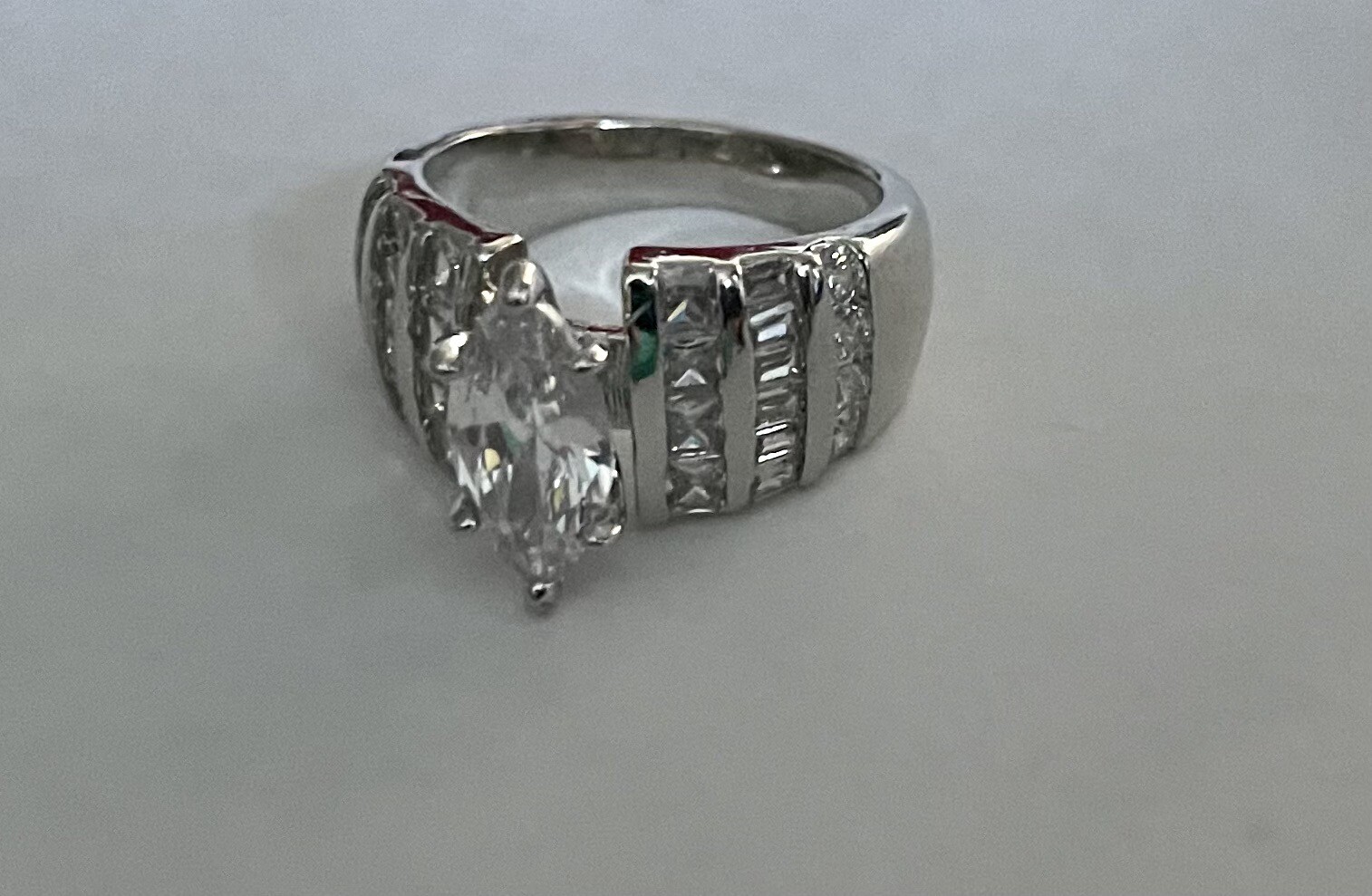 PalmBeach Jewelry White Gold Filled White Sapphire Ring Size7