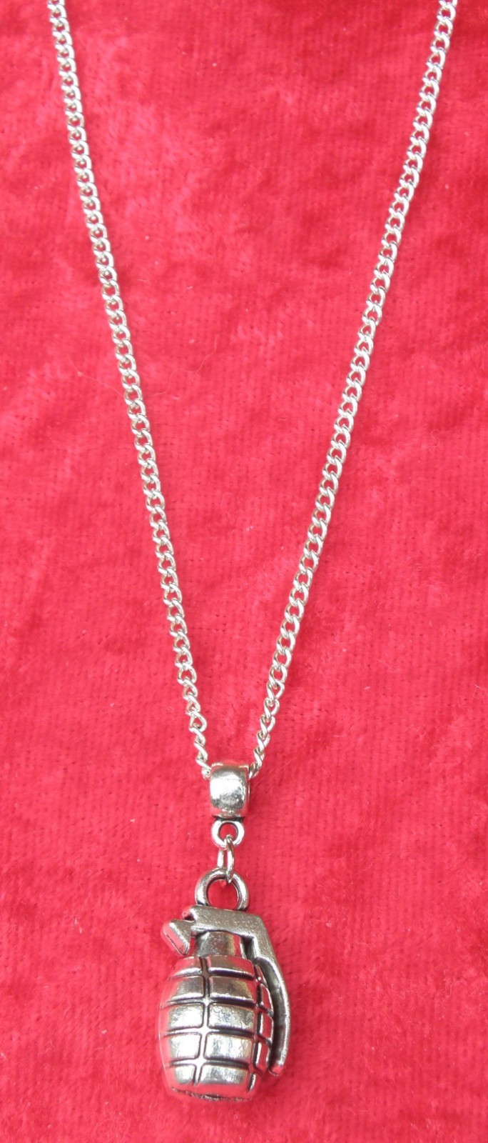 Hand Grenade Pendant Necklace 18″ or 24″ Inch Chain Bomb Charm