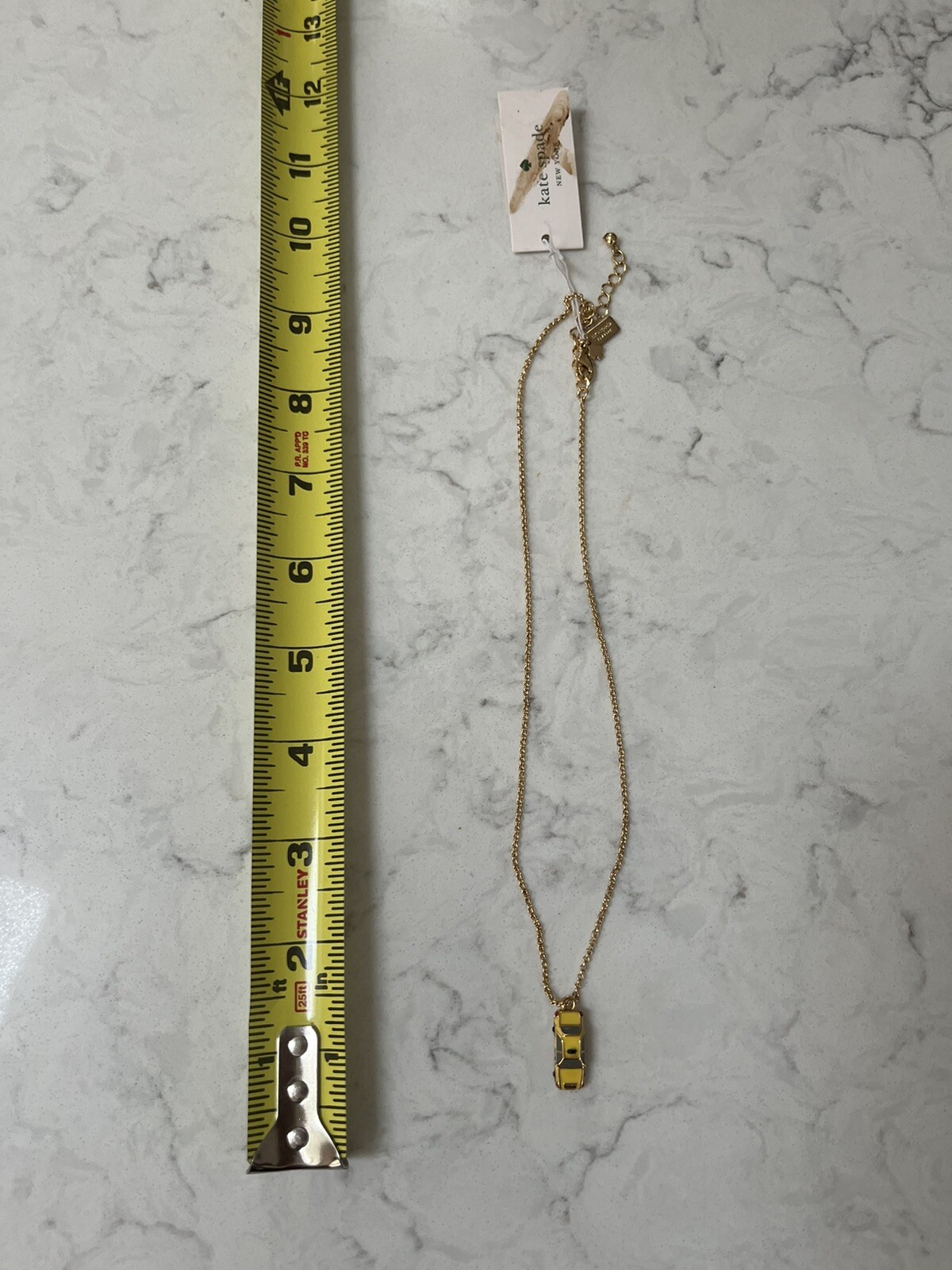 NWT Kate Spade MA CHERIE TAXI 12-K Gold Plated Brass With Glass Stone Necklace
