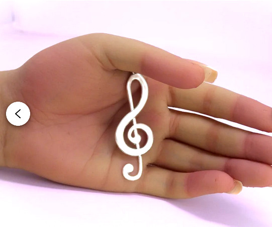 BIG 3D MUSIC NOTE TREBLE CLEF Pendant on 925 Plated Sterling Silver 22″ Chain