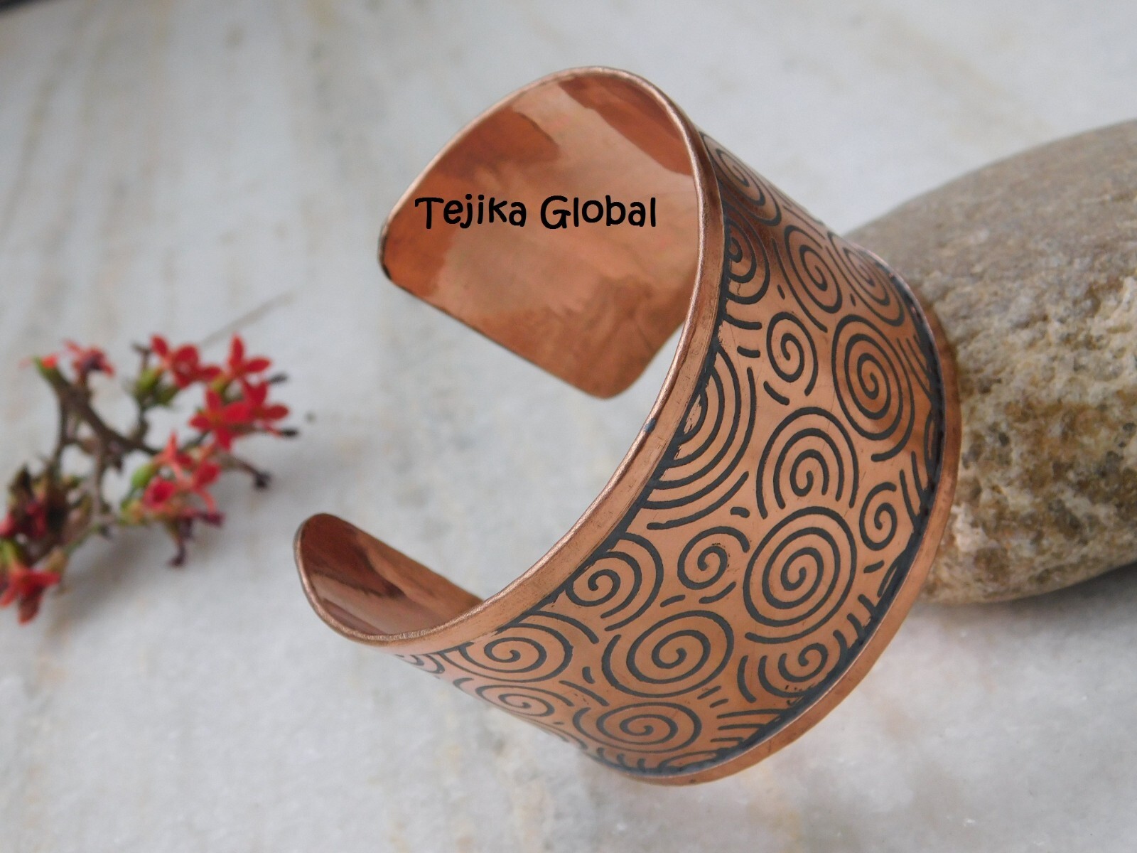 Pure Copper Textured Cuff Unisex Bracelet Arthritis Pain Therapy Energy Bangle