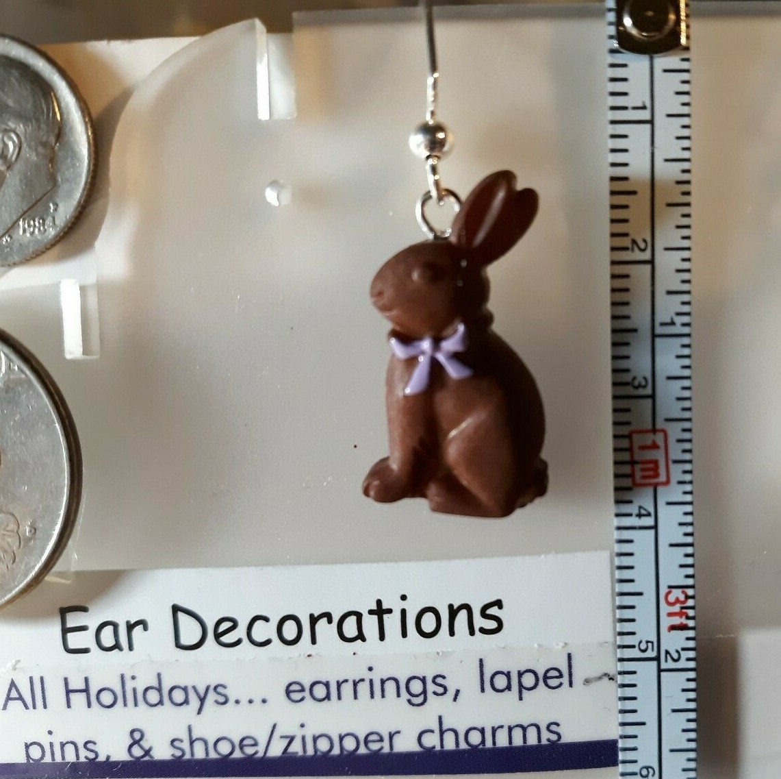 Easter Bunnies Earrings Chocolate, Cream or White Silver hooks Ear Decorations