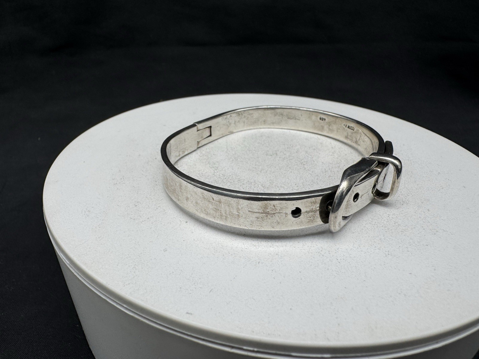 Vintage Sterling Silver Adjustable Hinged Belt Buckle Bracelet 35 Grams