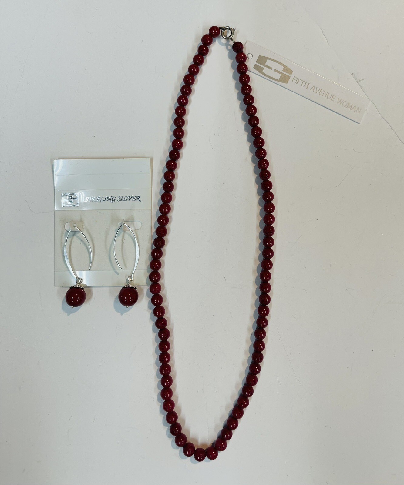 .925 sterling silver Red Jade Stones Necklace For Ladies/teens