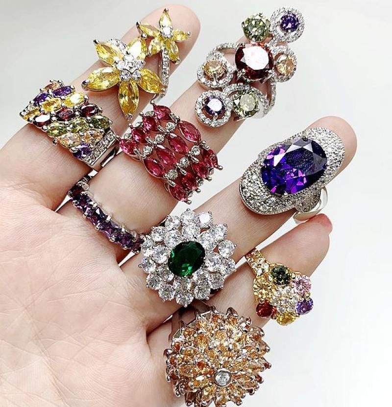 20Pcs Mixed Crystal Rings Bulk Wholesale Fashion Jewelry For Women New US