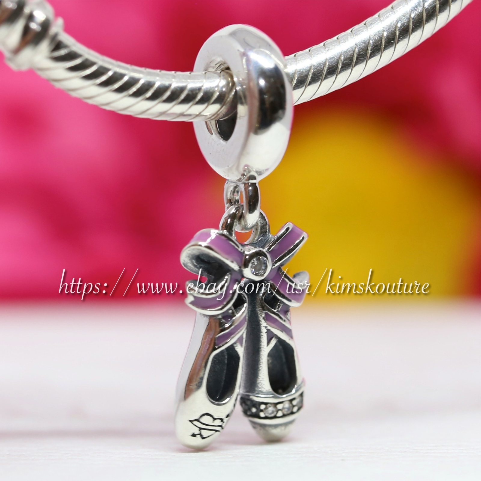 Authentic Pink Ballerina Shoes Sterling Silver Charm Bead 798339CZ