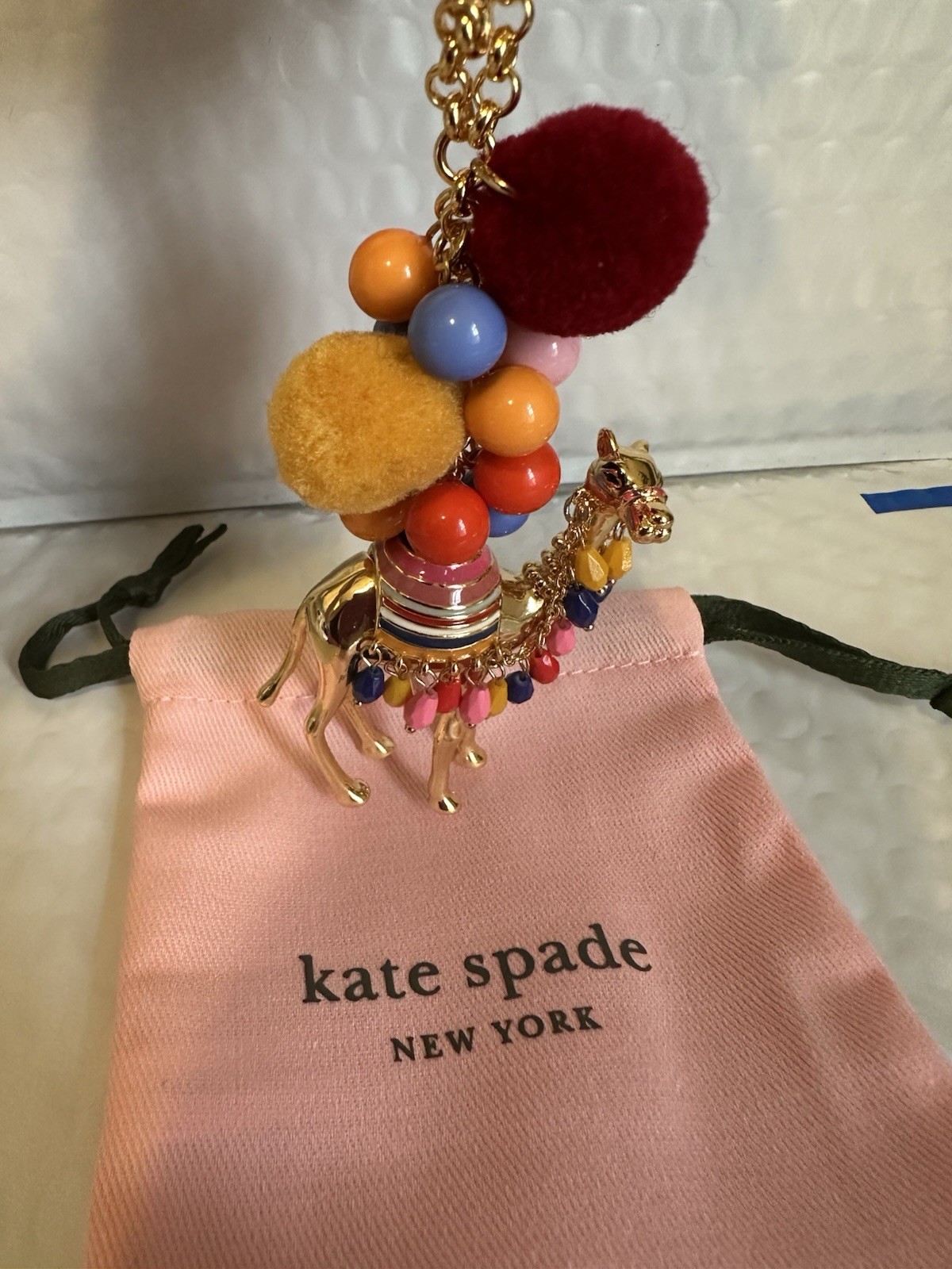 kate spade new york Spice Thing Camel Long Pendant Necklace w/ KS Dust Bag New
